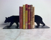 Bear Silhouette Metal Art Bookends