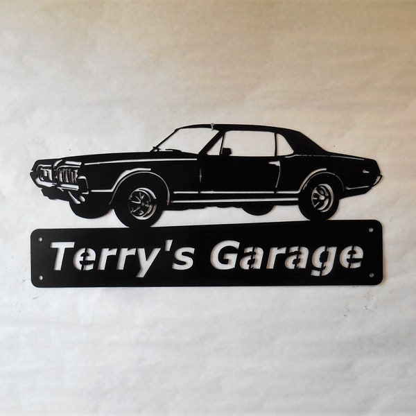 1967 Mercury Cougar- Personalized - Man Cave -Garage Sign- Car Art- Metal Art - Automotive Wall Decor