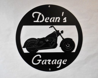 Motorcycle Personalized Round Man Cave Garage Sign