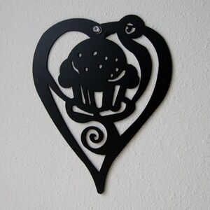 Cupcake and Heart Metal Wall Hanging Kitchen Decoration- Metal Art