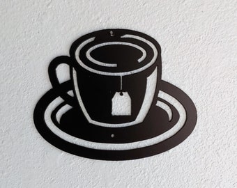 Tea Cup Saucer Metal Wall Art Decoration