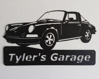 German Sports Car, 911, Targa, Metal Car Sign - Personalized - Metal Wall Art - Garage Sign - Man Cave- Car Art, European Car