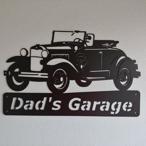 1930, 1931, Ford Model A Roadster, Antique Car, Garage Sign, Personalized Metal Sign, Car Art