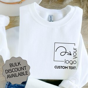 Sweat-shirt avec logo personnalisé - Ras du cou personnalisé avec nom de l'entreprise ou texte, commande groupée, uniforme d'équipe ou chemise du personnel