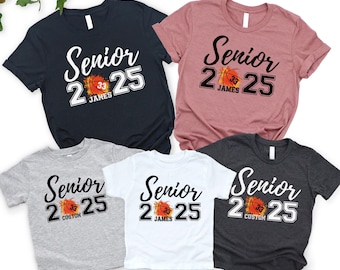 Custom Basketball Senior Shirt – Personalized Basketball Team Tee with Name and Number, Class of 2025 Shirt, Senior Night Basketball Gift