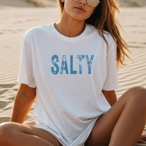 Comfort Colors SALTY Shirt – Funny Beach Shirt, Coastal Summer Tee, Ocean Vibes Shirt, Cool Beach Vacation Shirt, Gift for Her