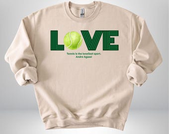 I Love Tennis Sweatshirt: Cotton-Blend Tennis Mom Sweater