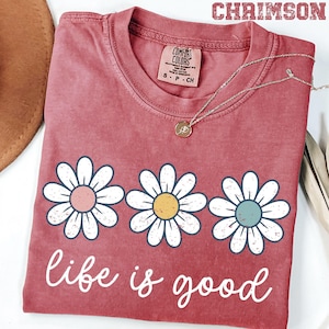 Comfort Colors® Spring Daisy T-Shirt, Women’s Pastel Daisy T-shirt, Vintage Spring Shirt, Life is Good Tee, Floral Graphic, Boho Flower Tee image 5