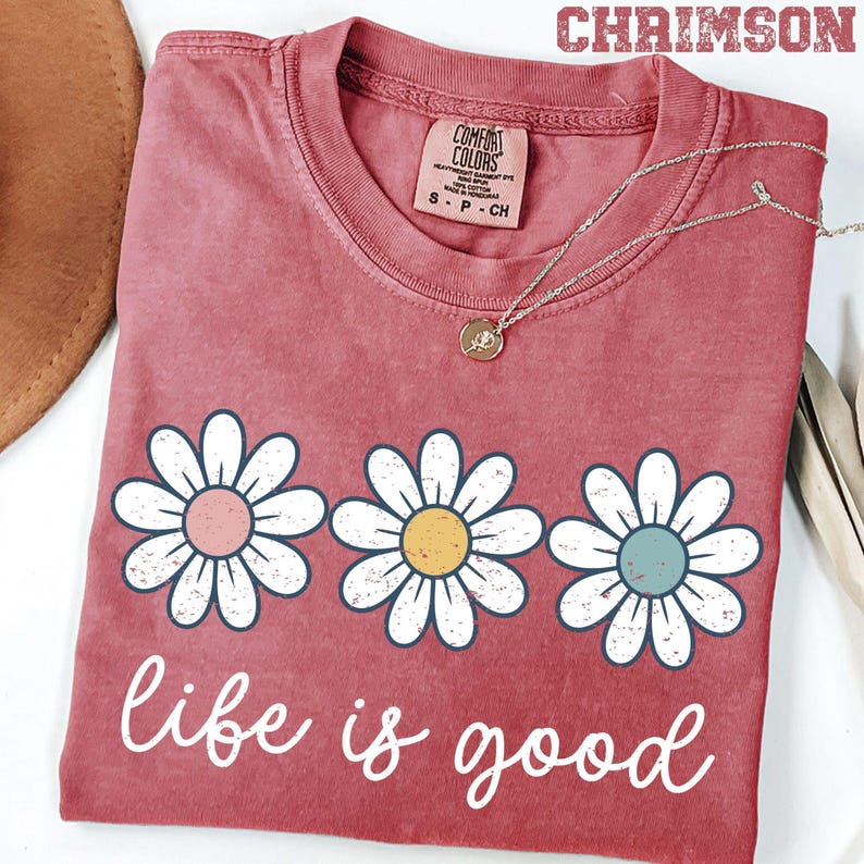 Comfort Colors® Spring Daisy T-Shirt, Women’s Pastel Daisy T-shirt, Vintage Spring Shirt, Life is Good Tee, Floral Graphic, Boho Flower Tee image 5