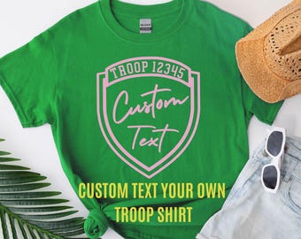 Custom Troop Beverly Hills T-shirt, Youth Toddler Unisex Vacation Shirts, Family Camping T-shirts, Girl Scout Wilderness Girls, Pink & Green