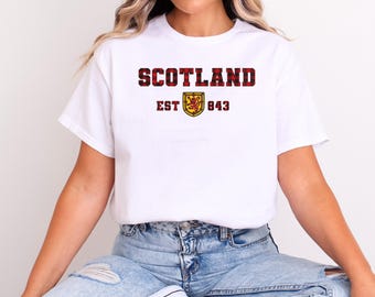 Camiseta universitaria de Escocia: Camiseta de cuello redondo de las Tierras Altas escocesas