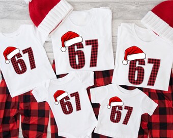 67 Buffalo Plaid Christmas Shirt: Six Seven Christmas Shirt, 6 7 Meme Shirt, 67 Christmas Shirt, Merry Christmas, Christmas Pajamas