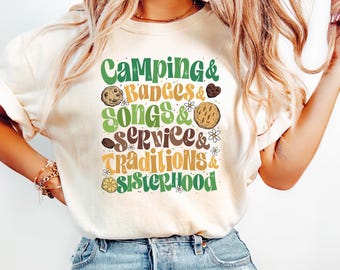 Comfort Colors Camping Badges Leader Girl Shirt, Camping Girl Tshirt, Funny Cookie Season