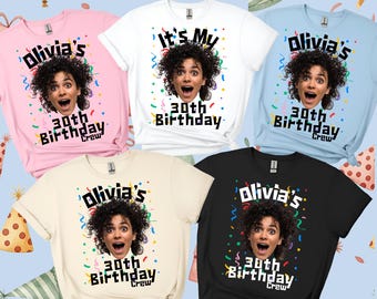 Custom Birthday Photo Shirt: Personalized Face Name Tee, Matching Group Shirts