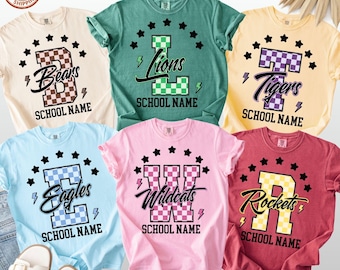 Comfort Colors® Custom Mascot Shirt, Personalized School Spirit Tee, Groovy Teacher Shirt, Football Baseball Softball Team Tee, Test Day Tee