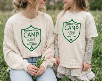Custom Camp Troop Badge Graphic Tee: Personalized Camping Shirt