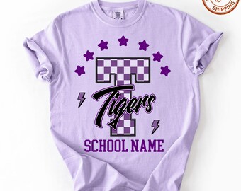 Comfort Colors® Custom Mascot Shirt, School Spirit Tee, Groovy Teacher Shirt, Football Baseball Softball Team Tee