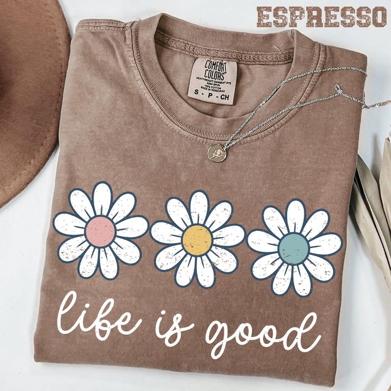 Comfort Colors® Spring Daisy T-Shirt, Women’s Pastel Daisy T-shirt, Vintage Spring Shirt, Life is Good Tee, Floral Graphic, Boho Flower Tee image 6