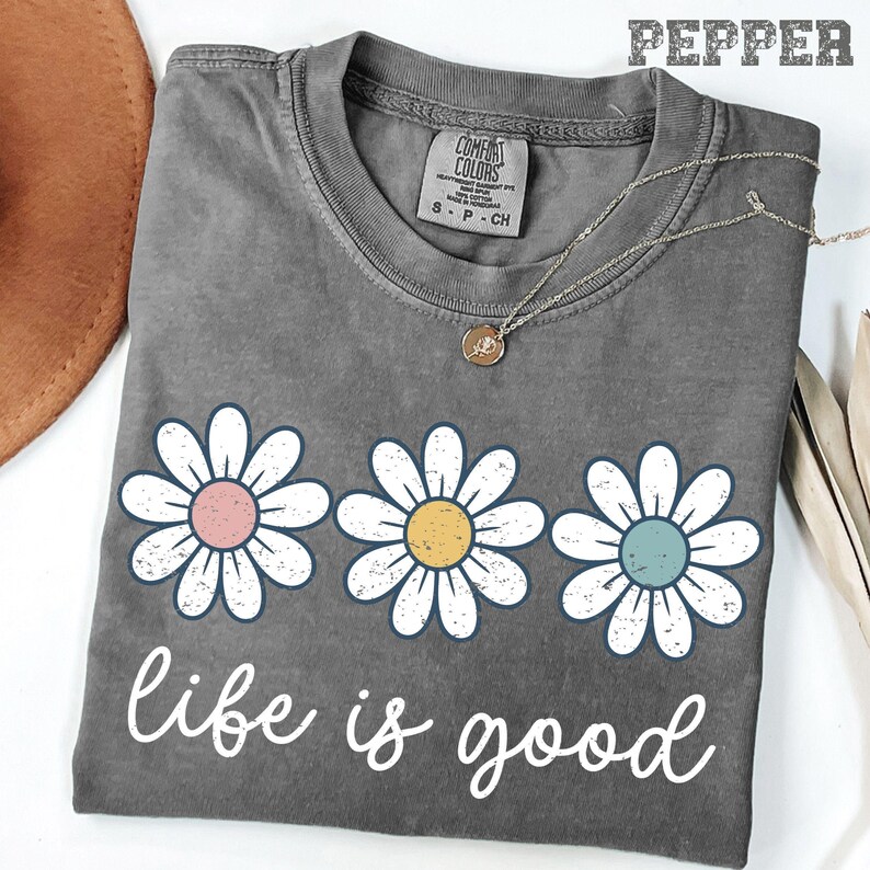 Comfort Colors® Spring Daisy T-Shirt, Women’s Pastel Daisy T-shirt, Vintage Spring Shirt, Life is Good Tee, Floral Graphic, Boho Flower Tee image 8
