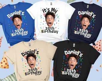 Custom Birthday Photo Shirt: Personalized Face Name Tee, Matching Group Shirts
