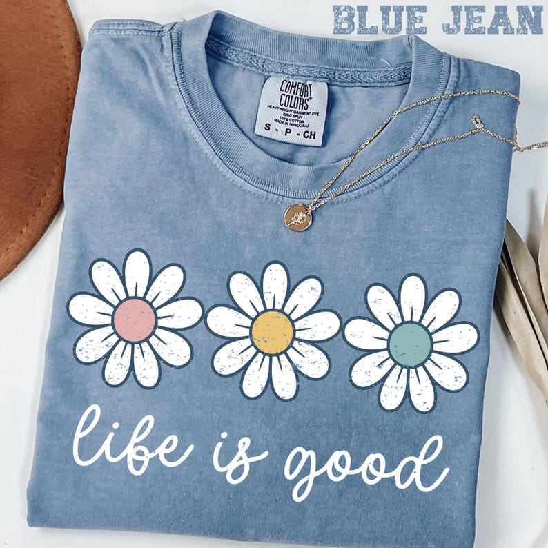 Comfort Colors® Spring Daisy T-Shirt, Women’s Pastel Daisy T-shirt, Vintage Spring Shirt, Life is Good Tee, Floral Graphic, Boho Flower Tee image 3