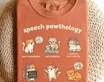 Comfort Colors® Funny Cats Speech Therapy Shirt, Speech Pathology Puns Shirt, Language Pathologist T-Shirt, SLP Gift, Speech Therapist Tee
