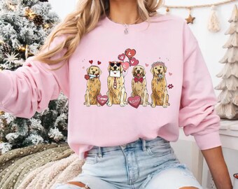 Golden Retriever Valentine's Day Sweatshirt: Dog Lover Gift