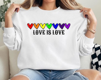 Rainbow Love is Love Sweatshirt: LGBTQ Pride Crewneck