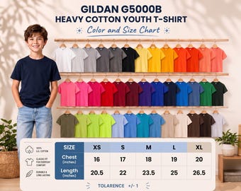 Gildan 5000B Youth Blank Shirt, G5000B Shirts for DTF and Sublimination, Bulk Blank Shirts for Youths