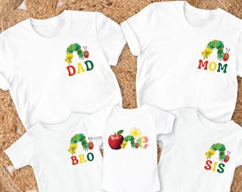 Koszulka urodzinowa Hungry Caterpillar, strój rodzinny pasujący do całości