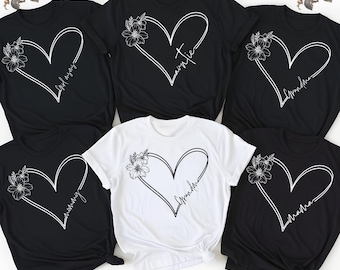 Maglietta con doppio cuore e testo personalizzato: regalo personalizzato per nonna e mamma.