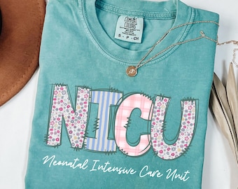 Chemise d'infirmière en unité de soins intensifs néonatals, chemise florale d'infirmière Nicu, cadeau mignon d'infirmière, cadeau floral de chemise de Nicu pour l'infirmière de Nicu, cadeau d'infirmière de USIN