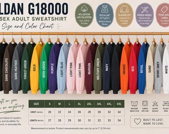 Gildan 18000 Blank Adult Sweatshirt, G18000 Sweater for Screen Print HTV DTF, Unisex Wholesale Bulk Sweatshirts