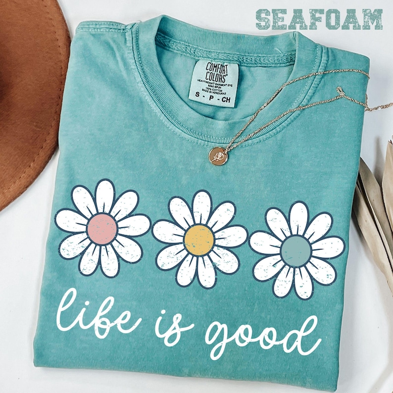 Comfort Colors® Spring Daisy T-Shirt, Women’s Pastel Daisy T-shirt, Vintage Spring Shirt, Life is Good Tee, Floral Graphic, Boho Flower Tee image 1