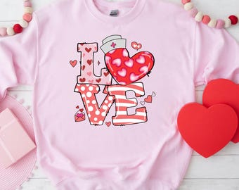 Felpa "Love Nurse" per San Valentino, Felpa con cappuccio "Amore per l'infermiera", Maglione "San Valentino per l'infermiera", Felpa con cappuccio "San Valentino per l'infermiera", Regalo per l'infermiera per San Valentino