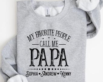Sudadera "Mis personas favoritas me llaman papá", sudadera personalizada con nombre de papá para niños, sudadera con capucha para el Día del Padre