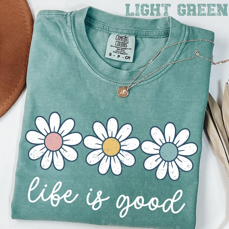 Comfort Colors® Spring Daisy T-Shirt, Women’s Pastel Daisy T-shirt, Vintage Spring Shirt, Life is Good Tee, Floral Graphic, Boho Flower Tee image 4