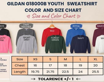 Gildan 18000B Blank Youth Sweatshirt, G18000B Sweater for DTF HTV and Sublimation, Blank Sweatshirts for Kids