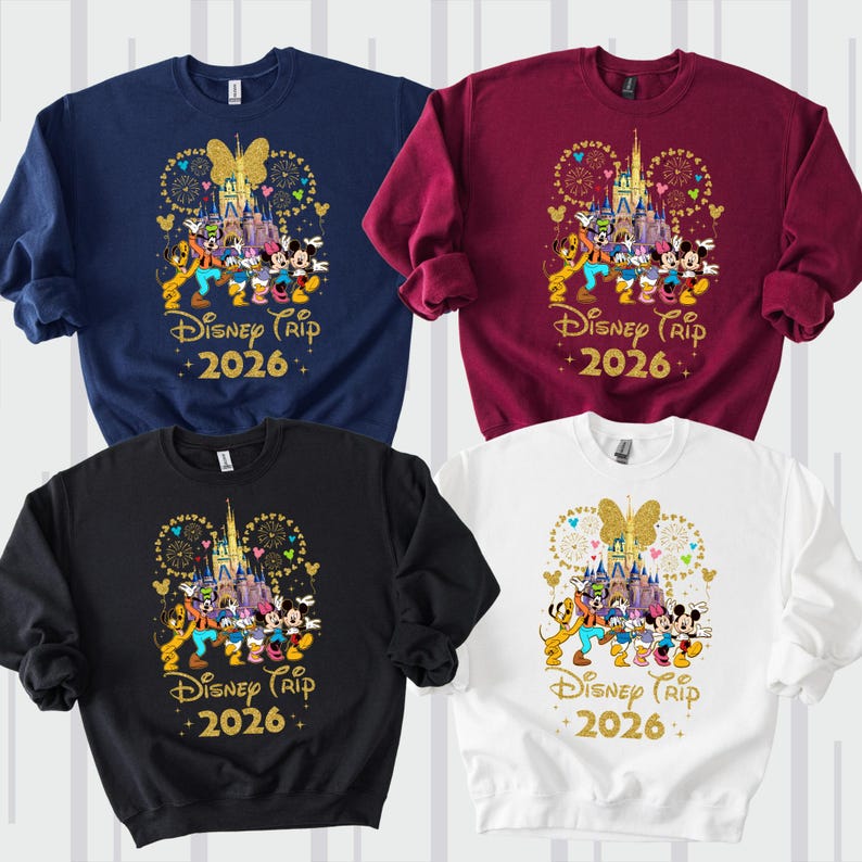 Disney Vacation Family Vacation 2026 Matching Sweatshirt, Disney Trip 2026 Hoodie, Disneyland Sweater, Disney Couple Hoodie, Disneyworld image 1