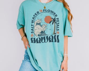 Camiseta com estampa havaiana da Comfort Colors: Camiseta vintage de surf
