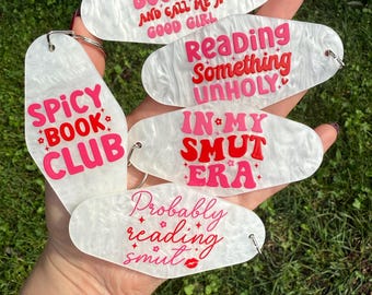 Retro Motel Keychain: Pearlescent Smutty Sayings, Bestie Gift