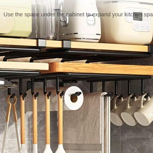 Organizer da Cucina Sospeso – Portaoggetti Sotto Pensile con Ganci per Carta da Cucina, Taglieri & Coperchi