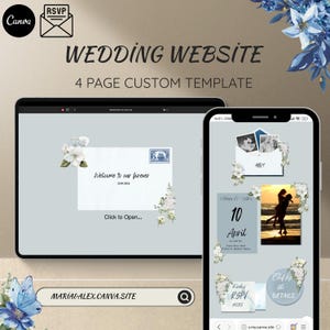 Hochzeitswebsite mit Antwortfunktion, Landkarte, Fotos, Stundenplan (Bearbeitbar in Canva)