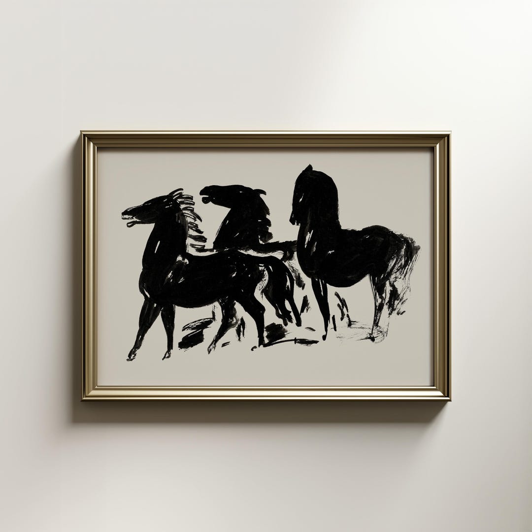 Abstract Horse Sketch | Bold Black and White Drawing | PRINTABLE Equine ...
