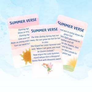 SUMMER Seasonal Verse Cards (3pk), Printable Download, Nature Table Learning Cards, Early Years Learning, Homeschool, Waldorf, Steiner