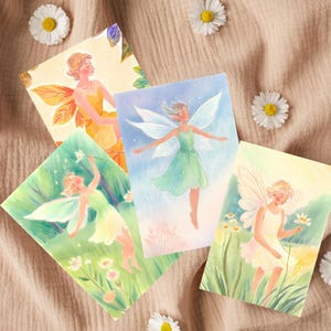 All Seasons Fairies 4 x A5 Art Printable Download for seasonal table, story telling art print, Waldorf, Steiner, Homeschool