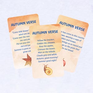 AUTUMN Seasonal Verse Cards (3pk), Printable Download, Nature Table Learning Cards, Early Years Learning, Homeschool, Waldorf, Steiner