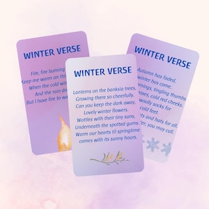 Kaarten met seizoensvers WINTER (3pk), afdrukbare download, natuurtafelleerkaarten, leren voor jonge kinderen, thuisonderwijs, vrijetijdsbesteding, Steiner