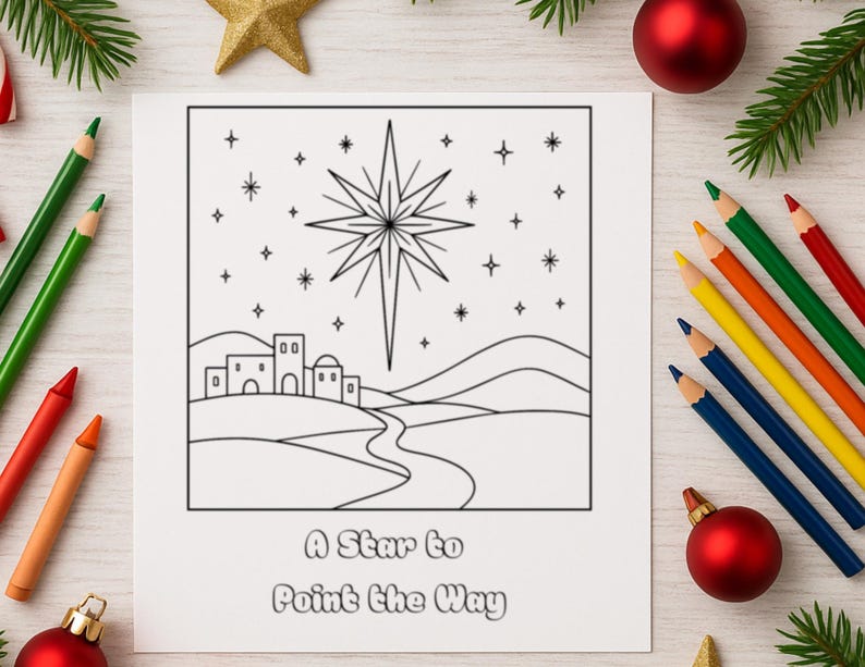 A Star to Point the Way Coloring Page | Star of Bethlehem Coloring ...