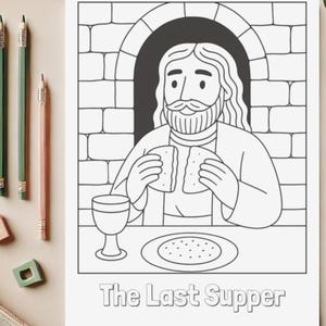 Last Supper Coloring Page | Printable Christian Easter Activity | Bible Story Coloring Sheet | Faith-Based Last Supper Craft PDF